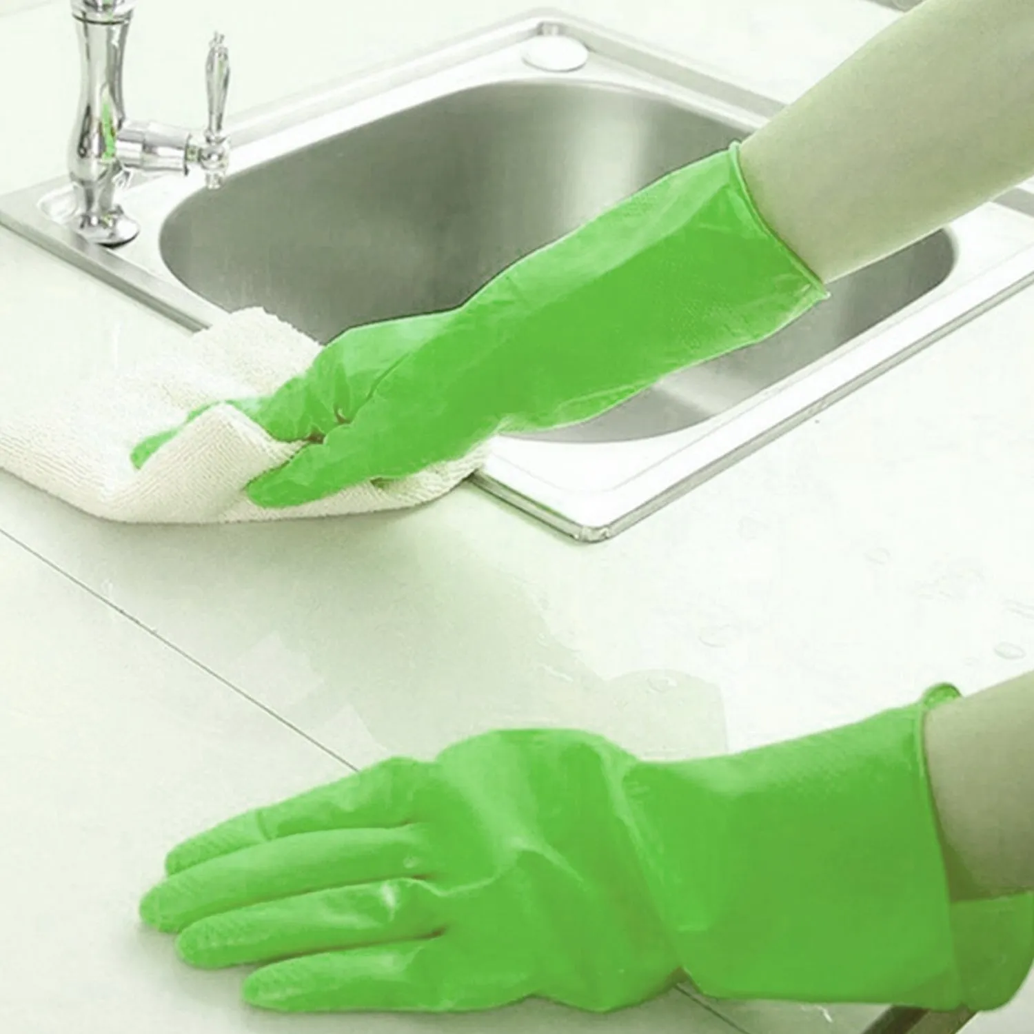 0653 Multipurpose cleaning rubber hand gloves (green) 1 PC