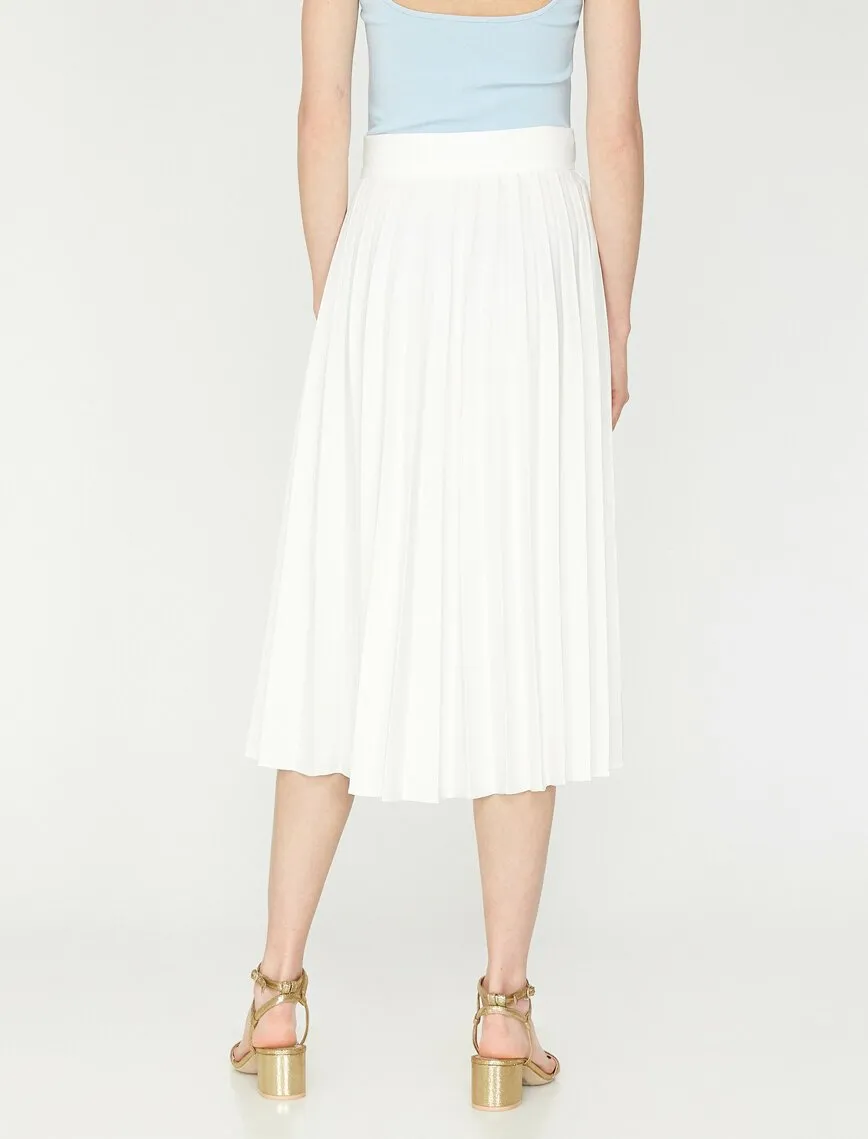 11999 Fawn Pleated Midi Skirt