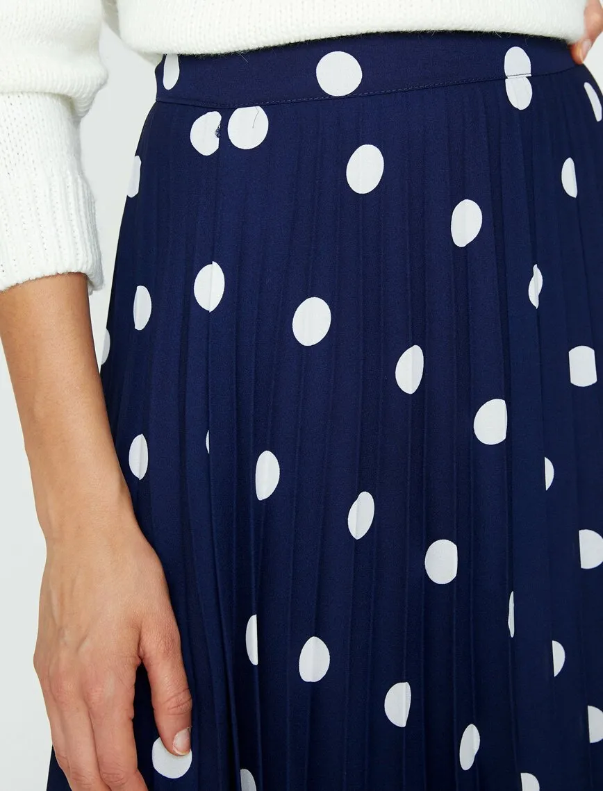 12348 Navy Dotted Midi Skirt