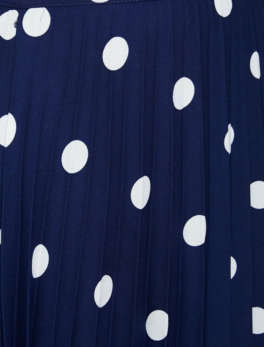 12348 Navy Dotted Midi Skirt