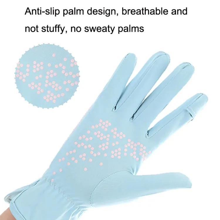 1pair Driving Sunscreen Anti-ultraviolet Thin Summer Ice Silk Dew Finger Non-slip Riding Gloves Free Size(Taro Purple)