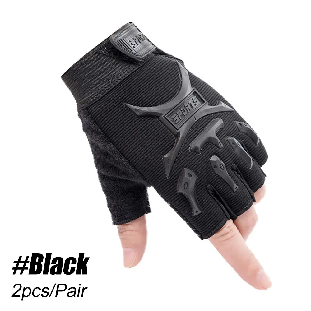 1Pair Kids Half Finger Cycling Gloves Non-Slip Fingerless Adjustable Mitten Shock-Absorbing Gloves For Boy Girl Biking Exercise