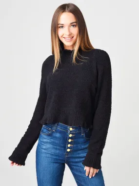 525 Women's Cropped Ruffle Mock Neck Sweater