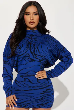 Abigail Sweater Mini Dress - Royal/combo