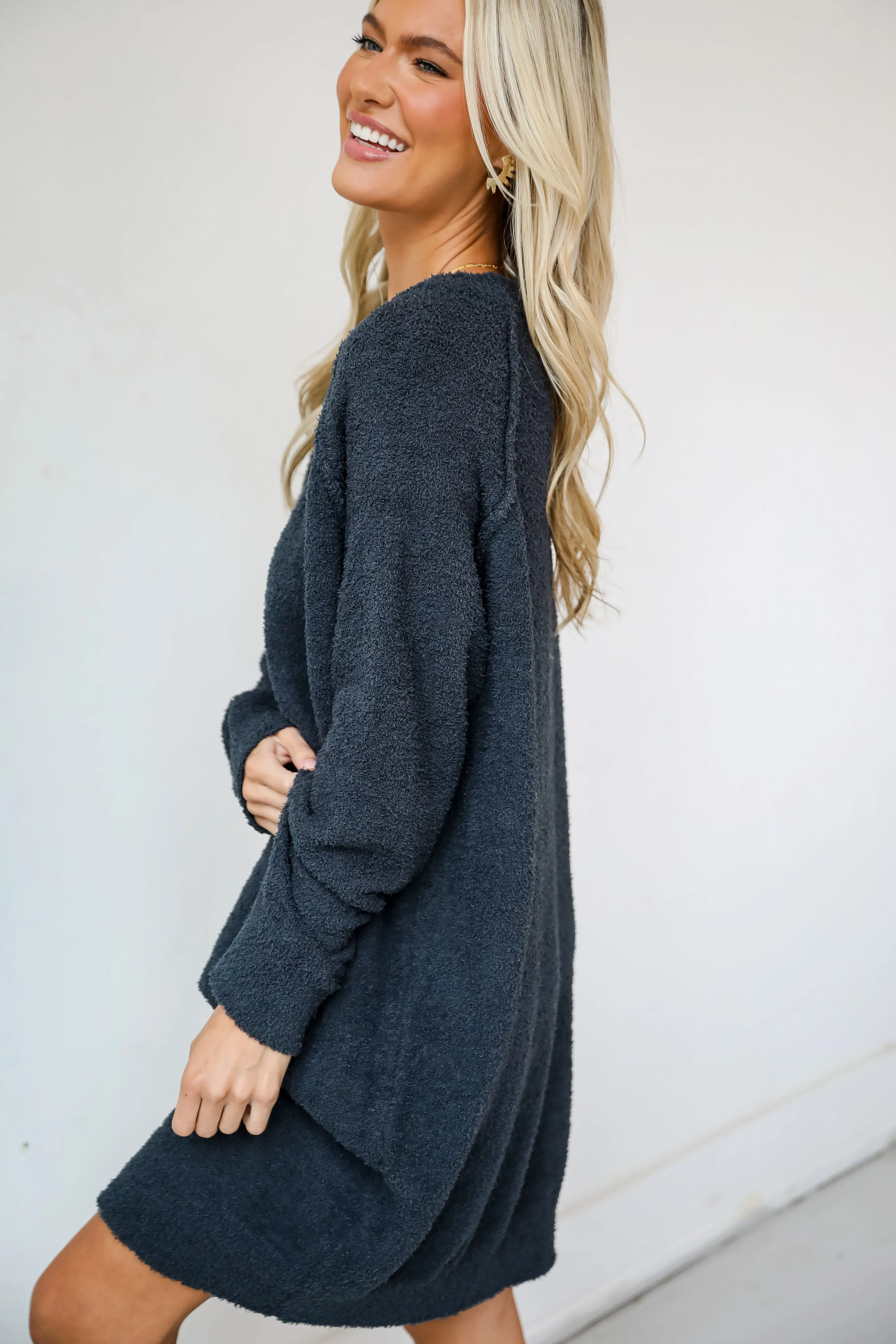 Addison Fuzzy Knit Mini Sweater Dress - DOORBUSTER