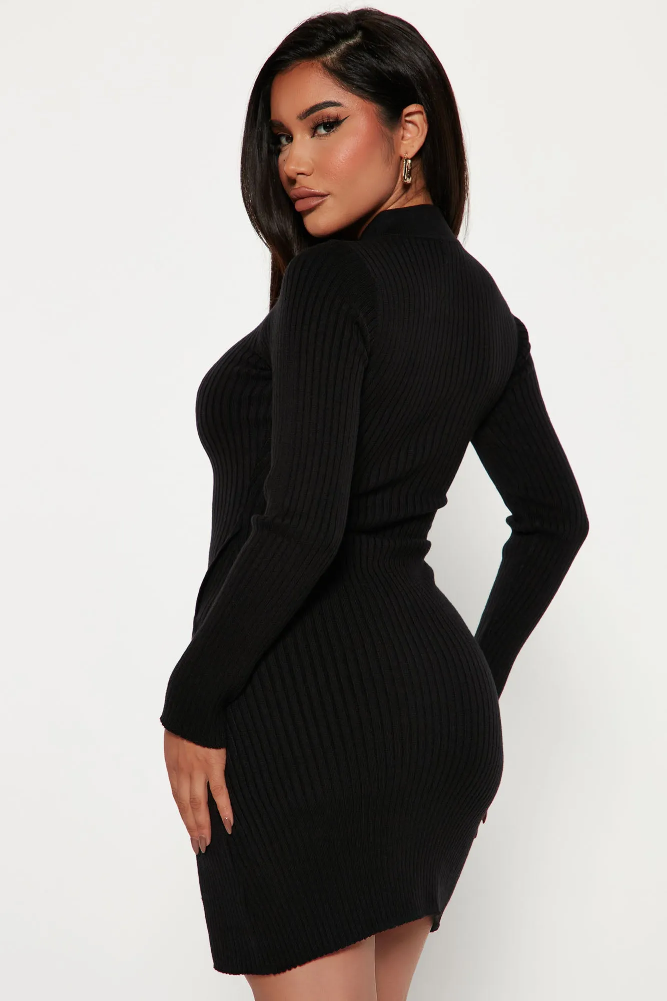 Adina Sweater Mini Dress - Black