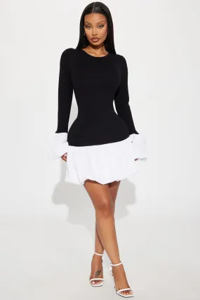 Adore Me Mini Sweater Bubble Dress - Black/White