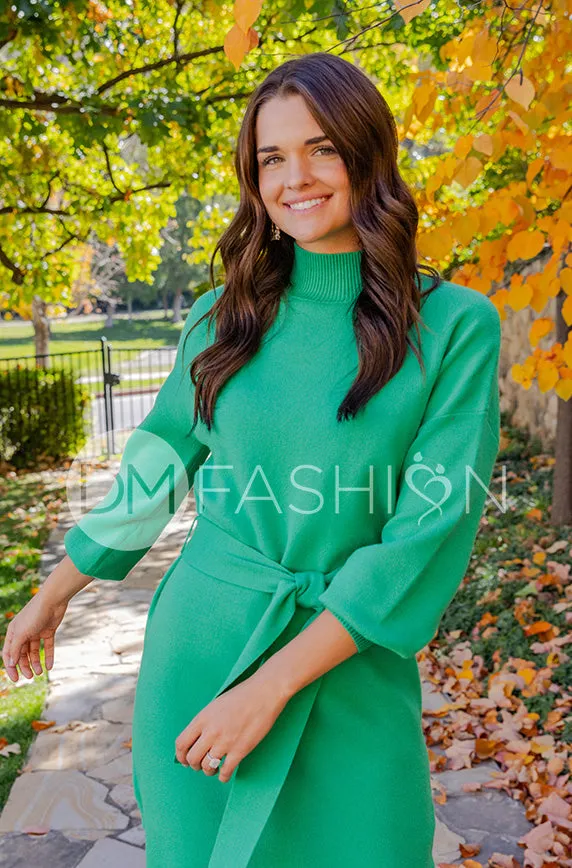 Alesha Kelly Green Sweater Dress - DM Exclusive - Maternity Friendly - Restocked