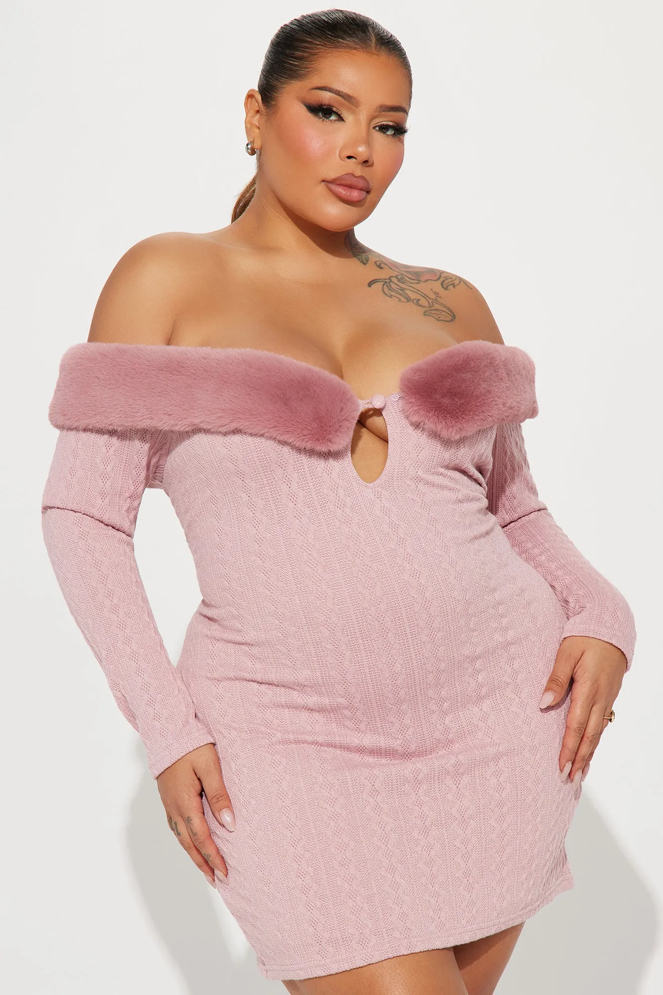 Alexis Sweater Mini Dress - Mauve