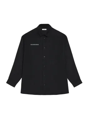 Aloe Linen Collared Long Sleeve Shirt—black