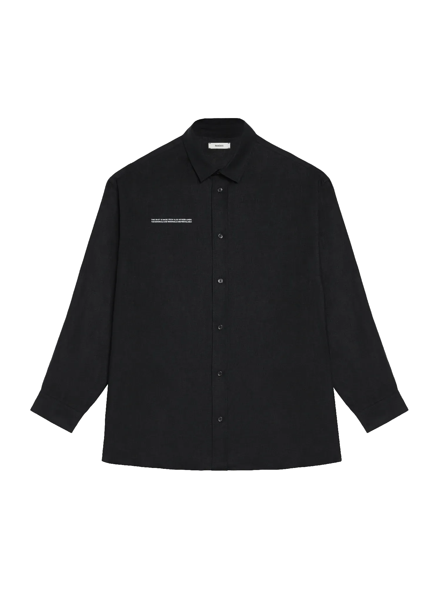 Aloe Linen Collared Long Sleeve Shirt—black