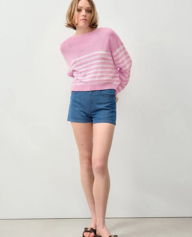 American Vintage Nyama Pink Stripe Cotton Knit