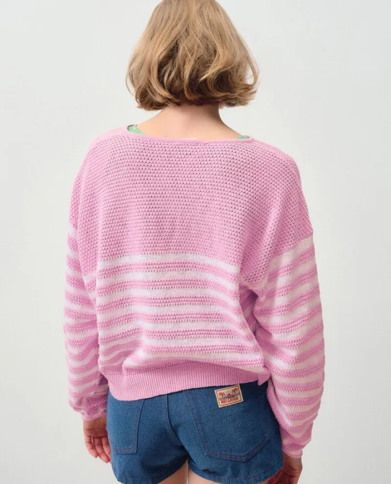 American Vintage Nyama Pink Stripe Cotton Knit