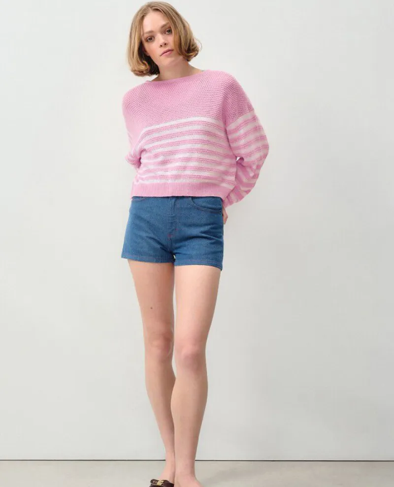 American Vintage Nyama Pink Stripe Cotton Knit