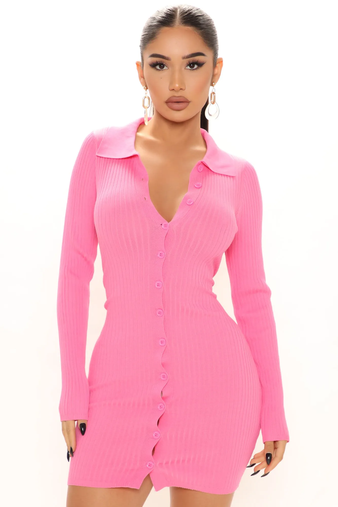 Anaisa Sweater Mini Dress - Pink