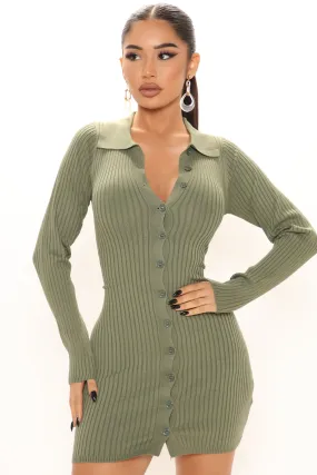 Anaisa Sweater Mini Dress - Sage