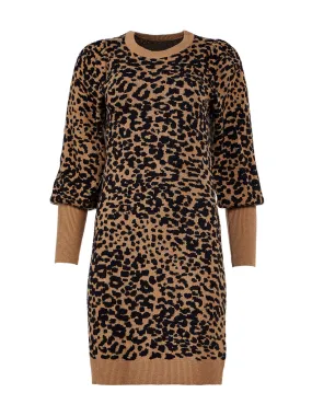 Animal Jacquard Sweater Dress in Black