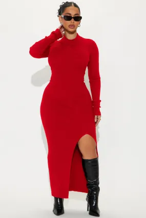 Anna Sweater Maxi Dress - Red