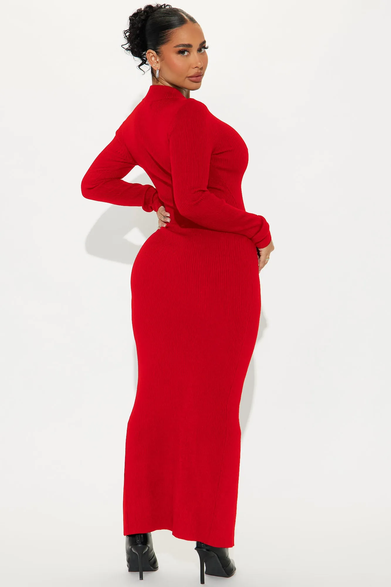 Anna Sweater Maxi Dress - Red