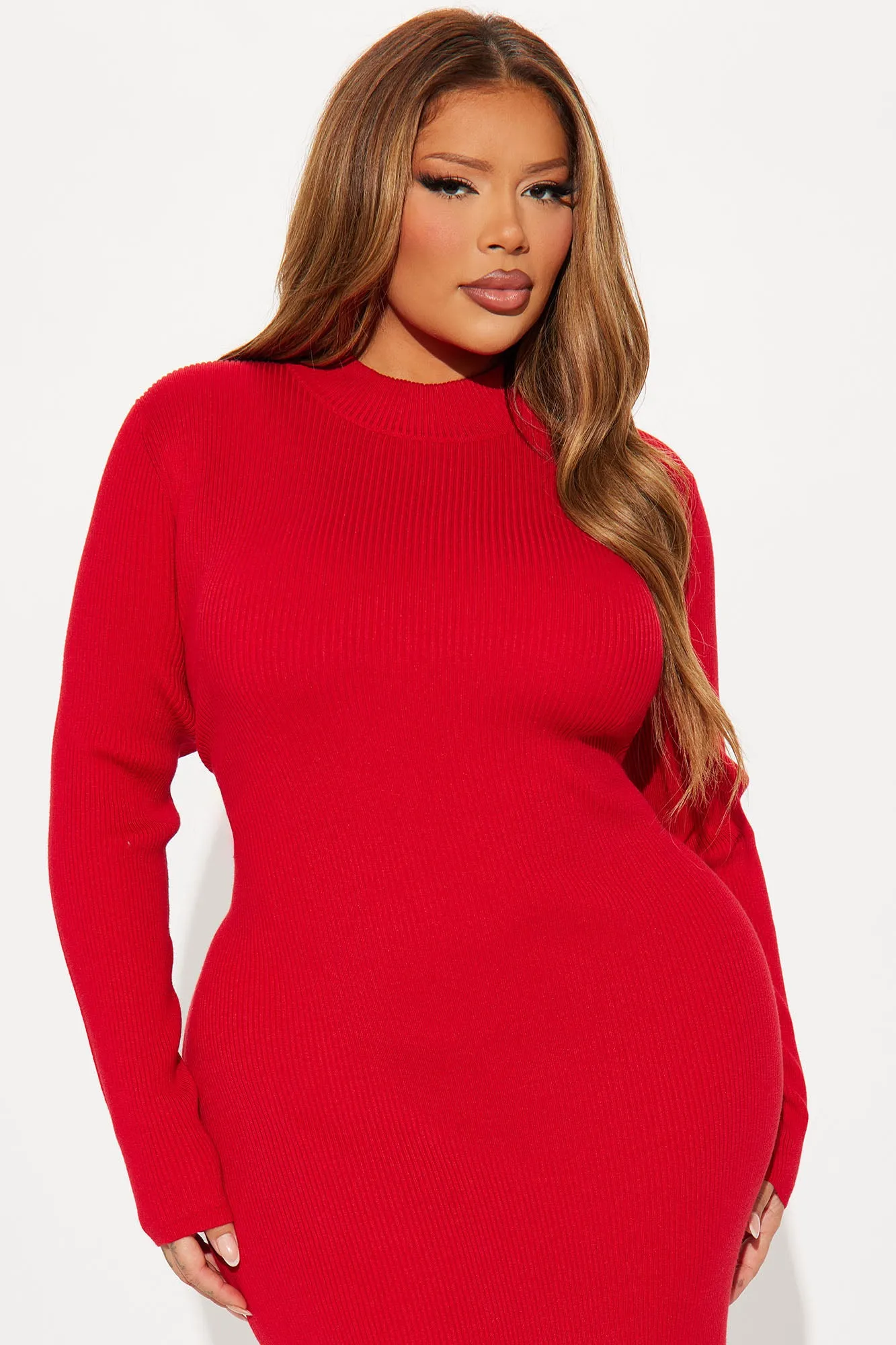 Anna Sweater Maxi Dress - Red