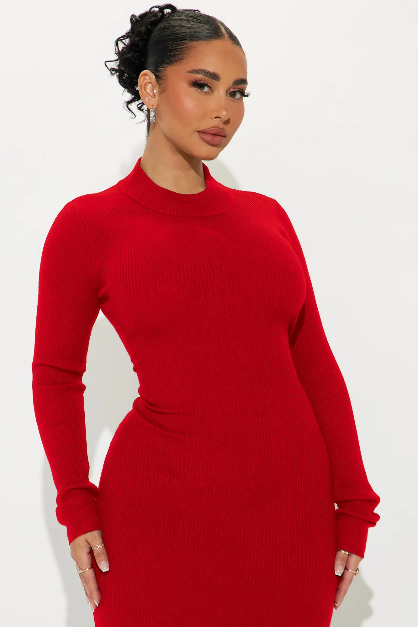 Anna Sweater Maxi Dress - Red