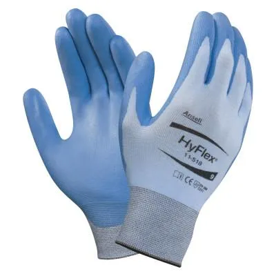 Ansell HyFlex Coated Gloves, 8, Blue/Gray, 111709