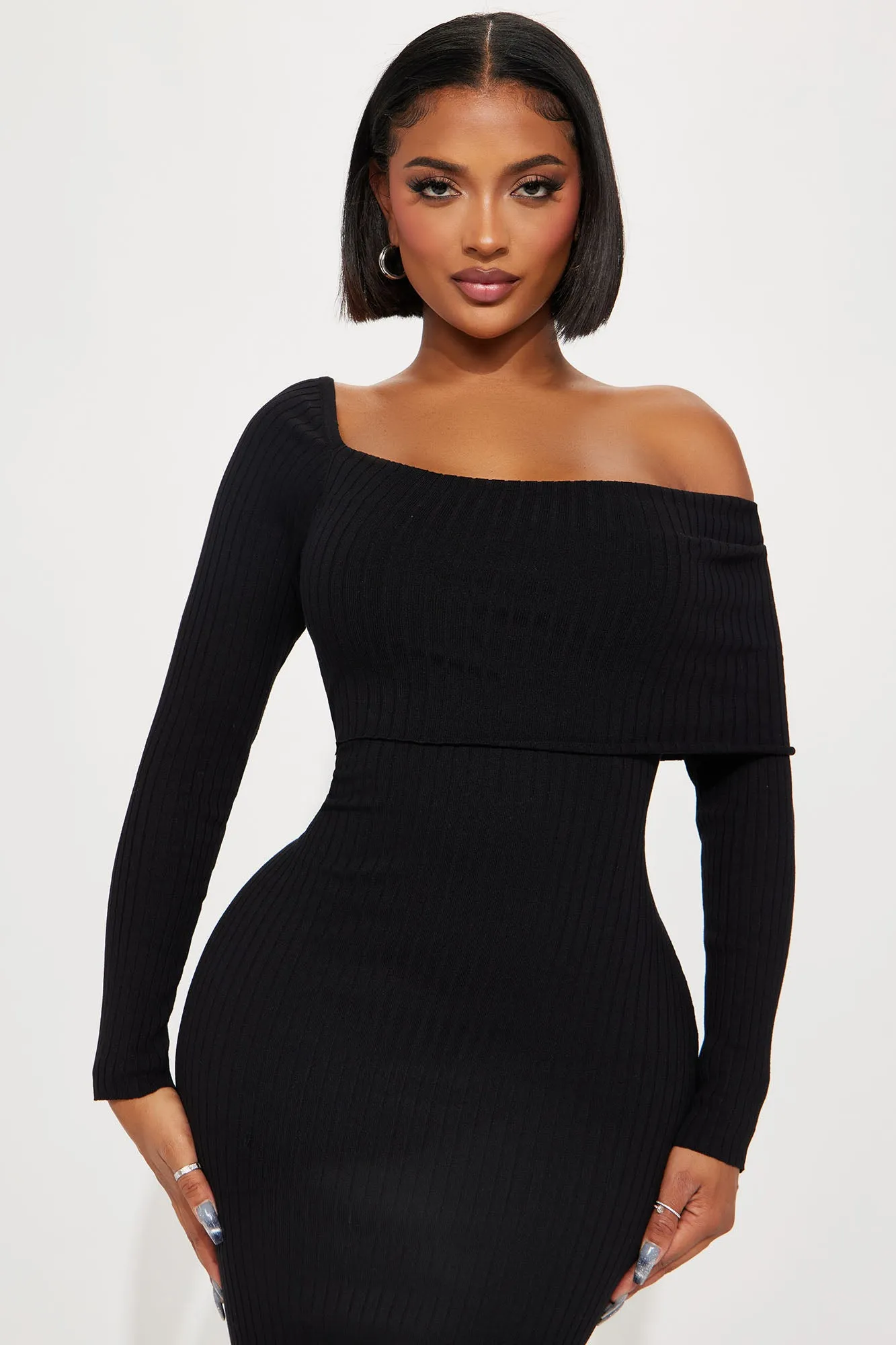 Arya Sweater Maxi Dress - Black