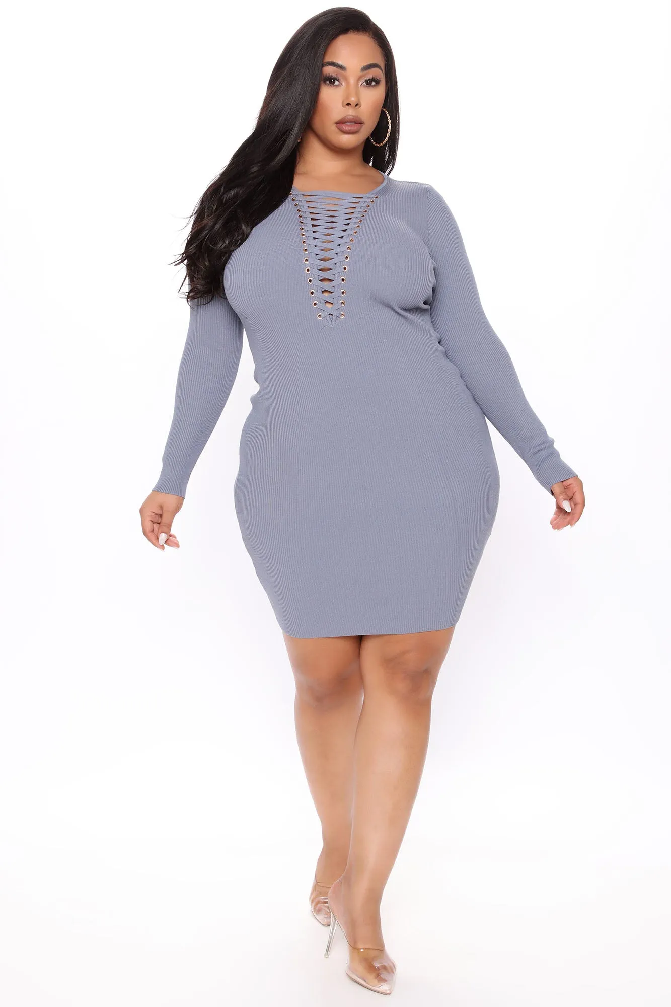 Aurora Sweater Mini Dress - Blue