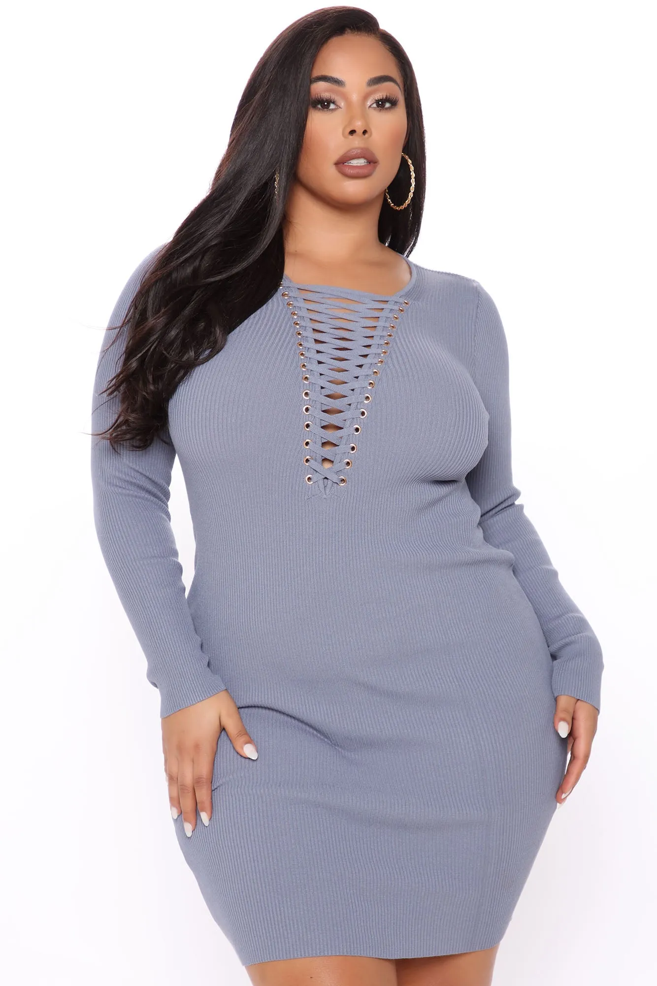 Aurora Sweater Mini Dress - Blue