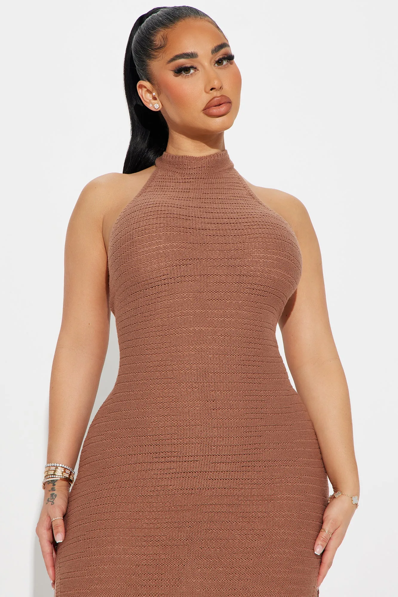 Avery Sweater Maxi Dress - Brown