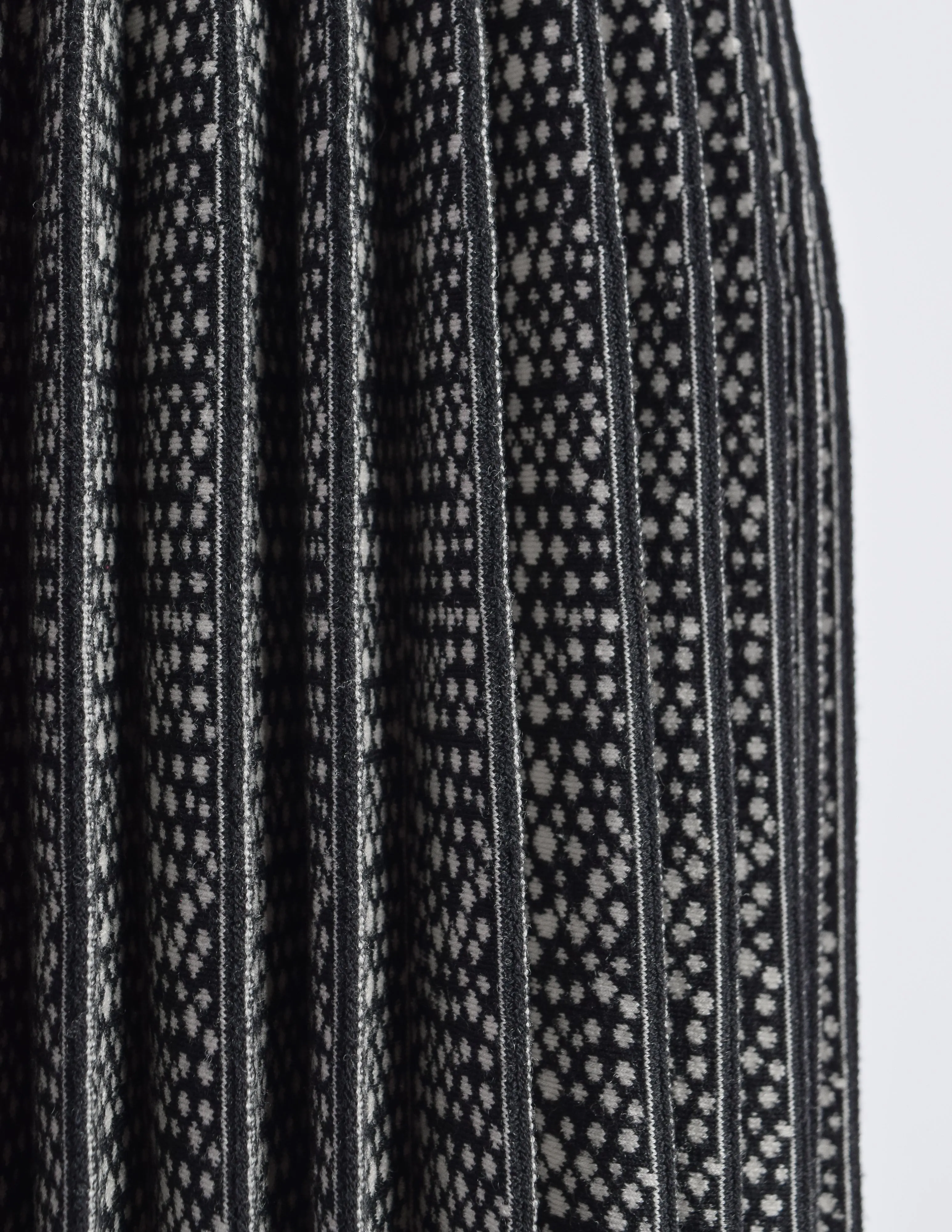 Azzedine Alaia AW 2011 Black White Patterned Wool Pleated Skirt Dress