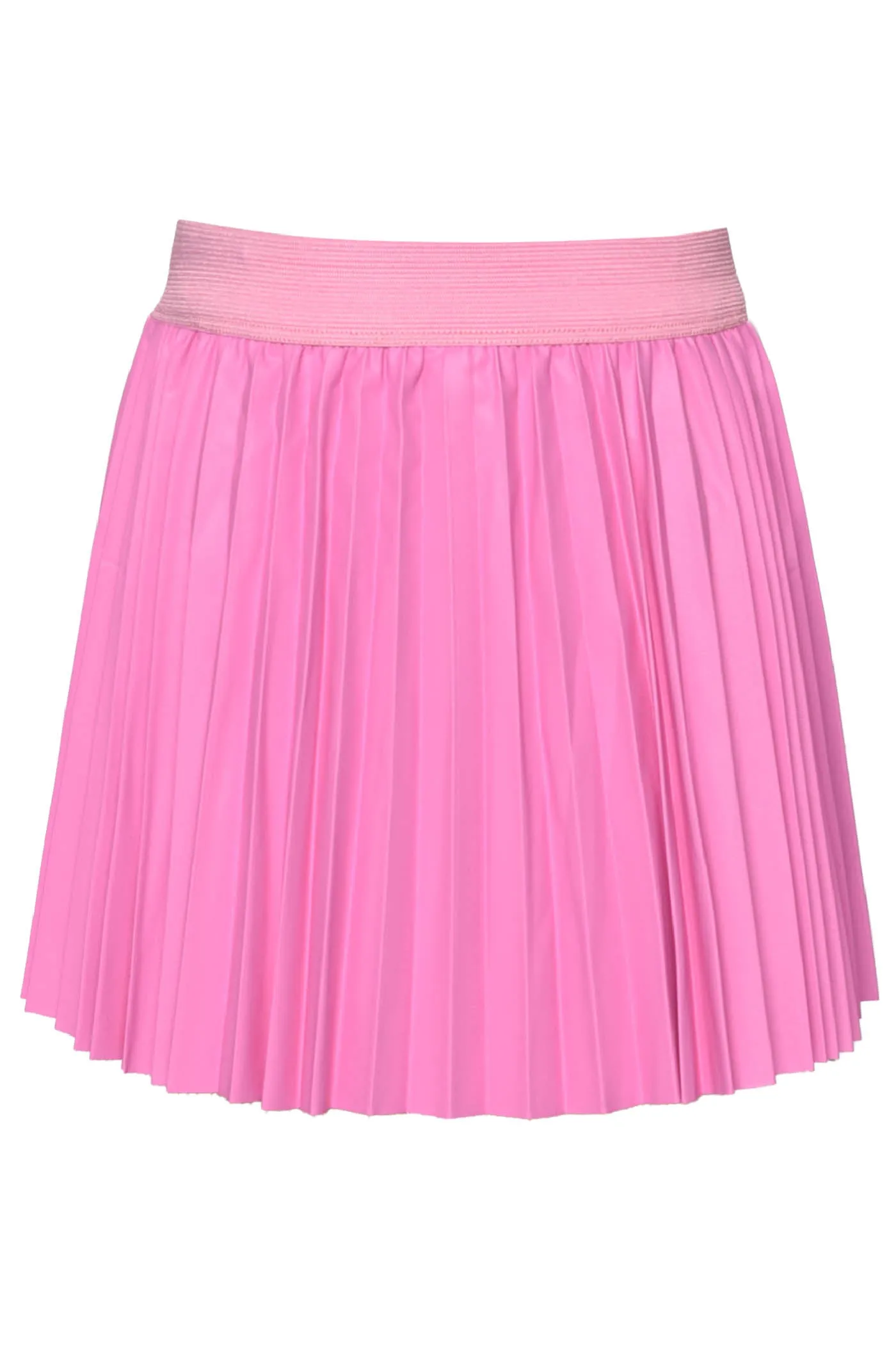 Baby Sara Pink Pleated Faux Leather Pleated Skirt