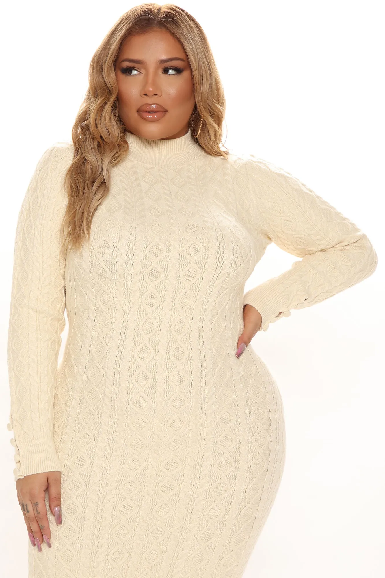 Back In Style Sweater Midi Dress - Cream