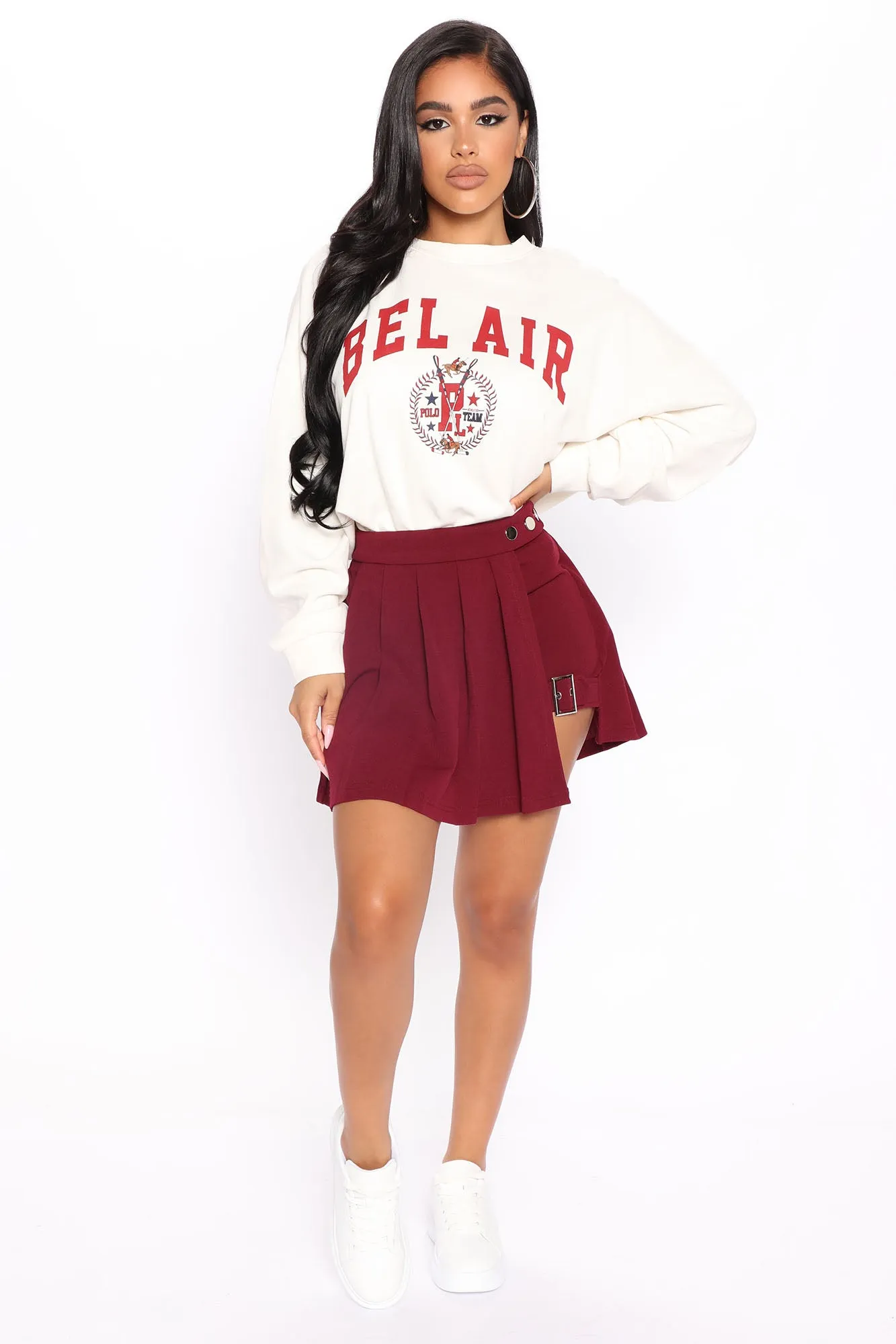 Bad Reputation Pleated Mini Skort - Burgundy