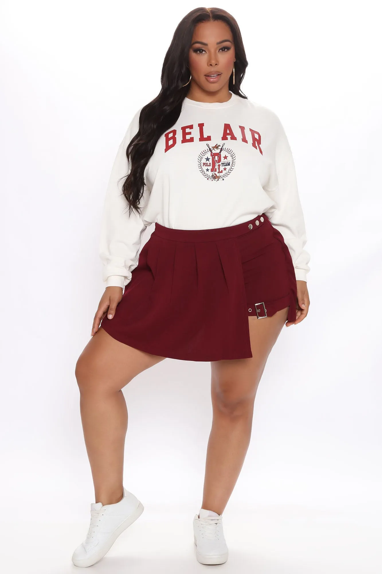 Bad Reputation Pleated Mini Skort - Burgundy