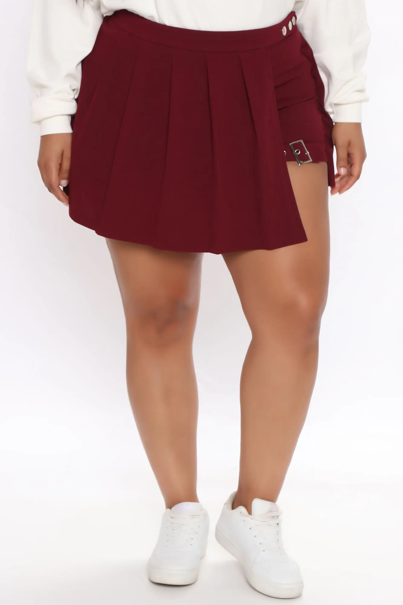 Bad Reputation Pleated Mini Skort - Burgundy