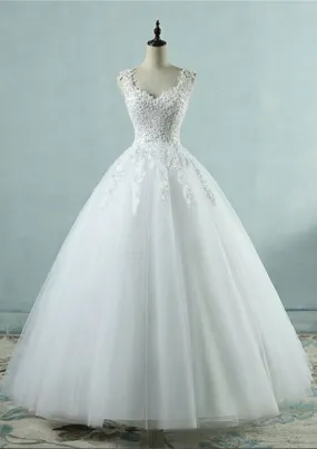 Beading Ball Gown Sweetheart Lace Up Tulle Wedding Dress