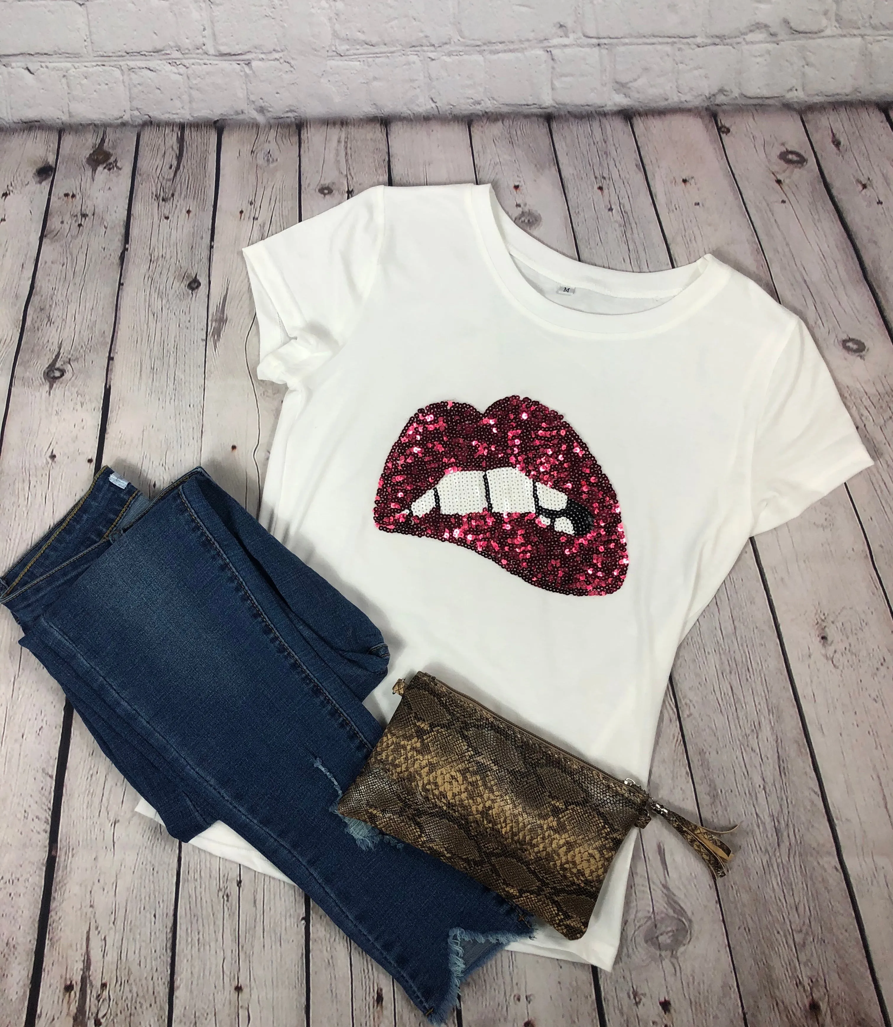 Bite My Lip Sequined Lip Top