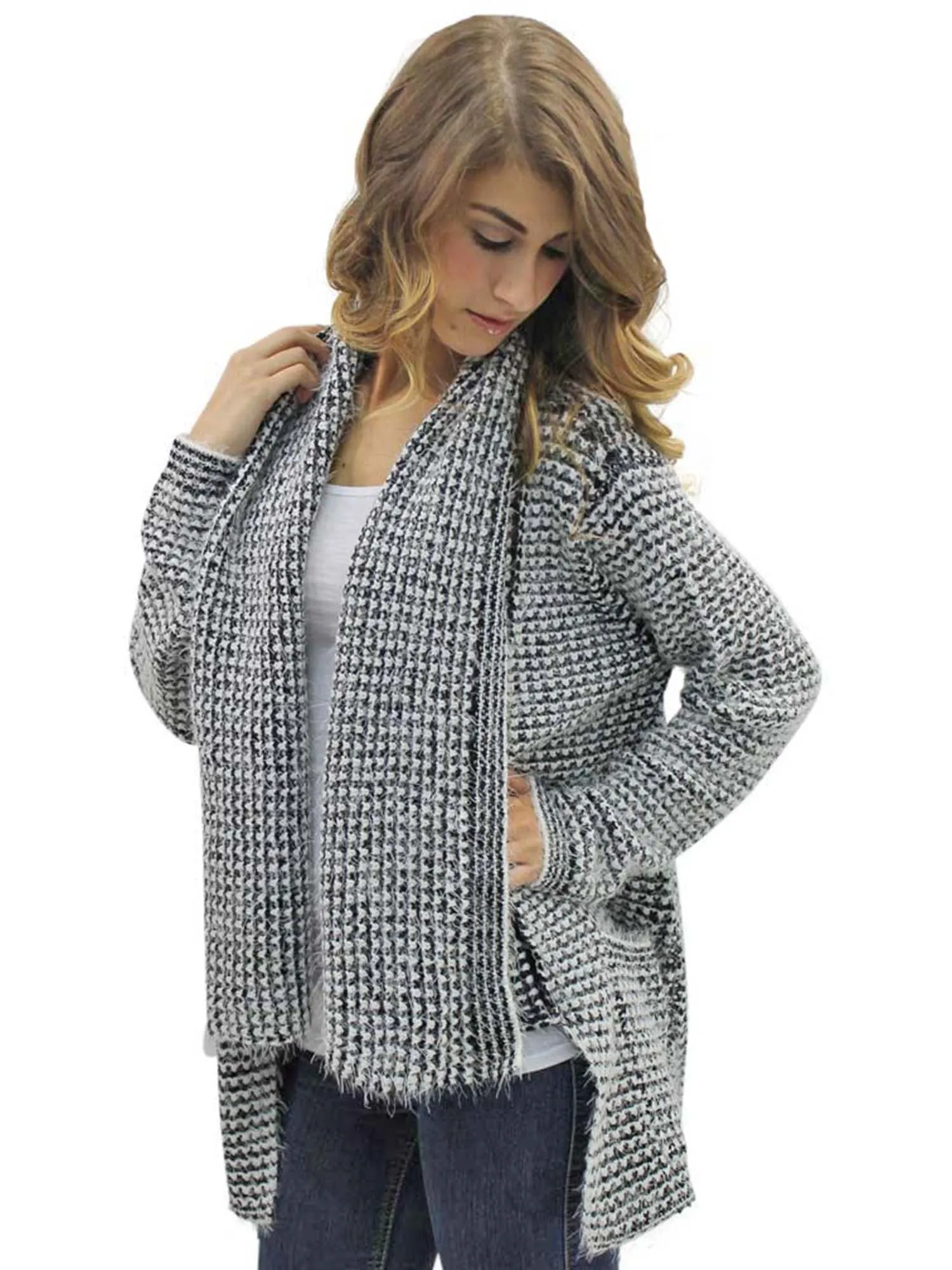 Black & White Fuzzy Cardigan