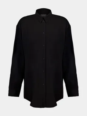 Black Crinkled Fluid Shirt