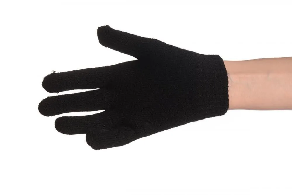 Black Gloves & Fingerless Gloves With Crystals (2 Pairs Set)