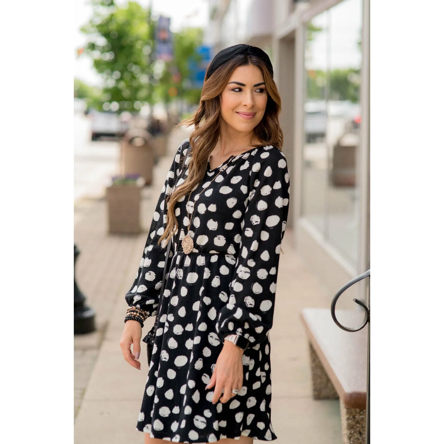 Black Polka Dot Sweater Dress