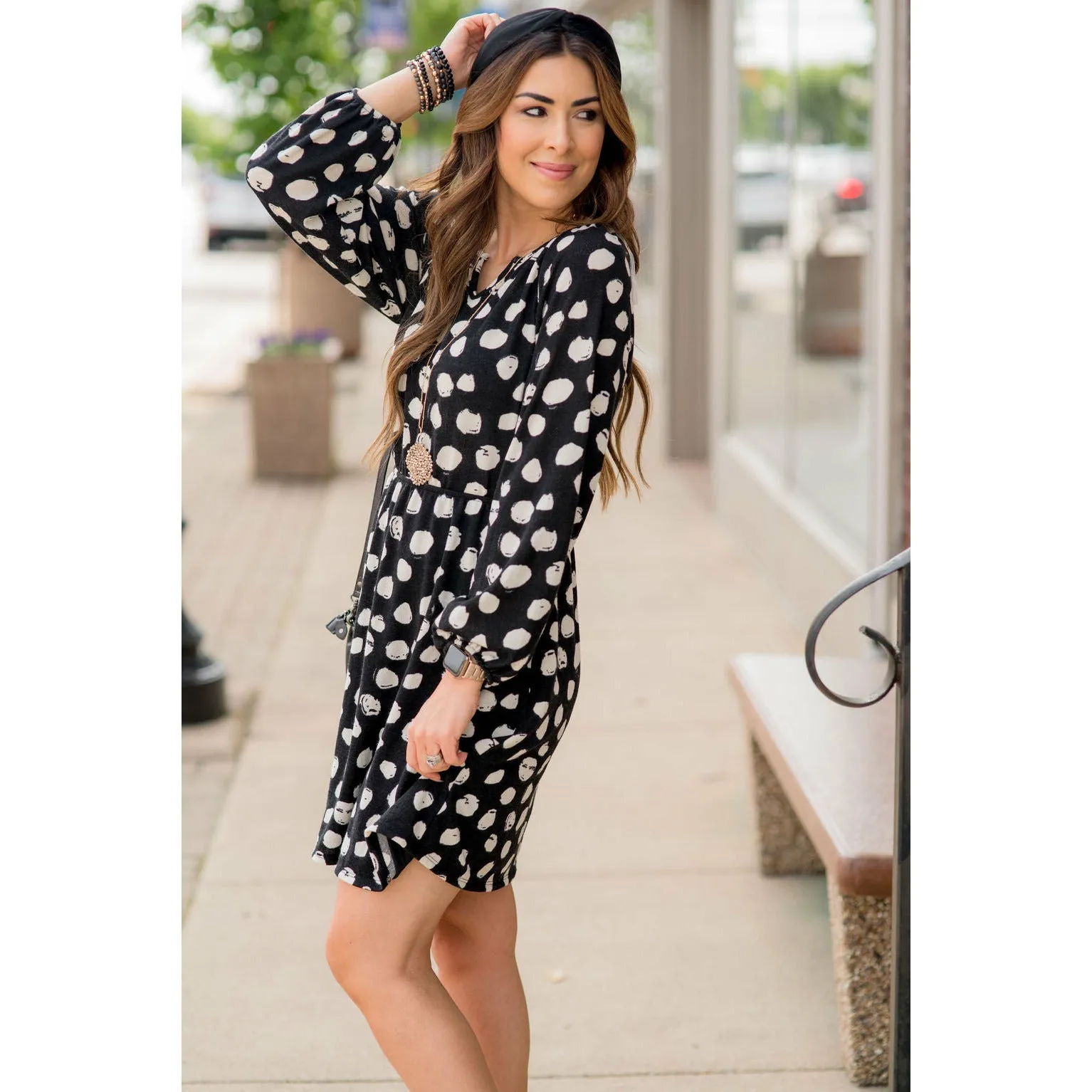 Black Polka Dot Sweater Dress