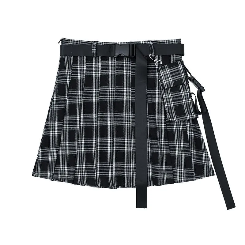 Black Retro Pleated Punk Skirt