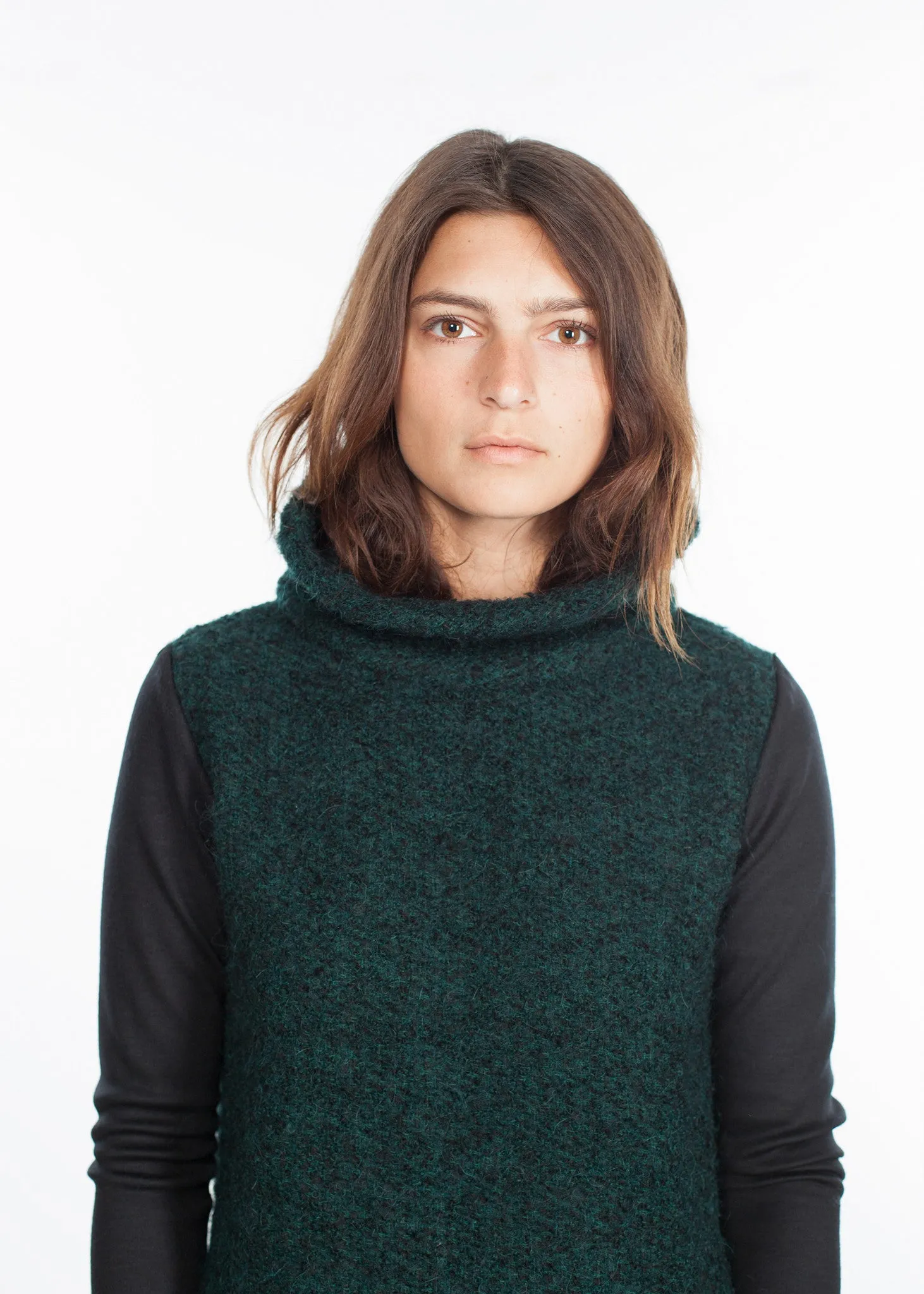 Boucle Turtle Neck in Green/Black