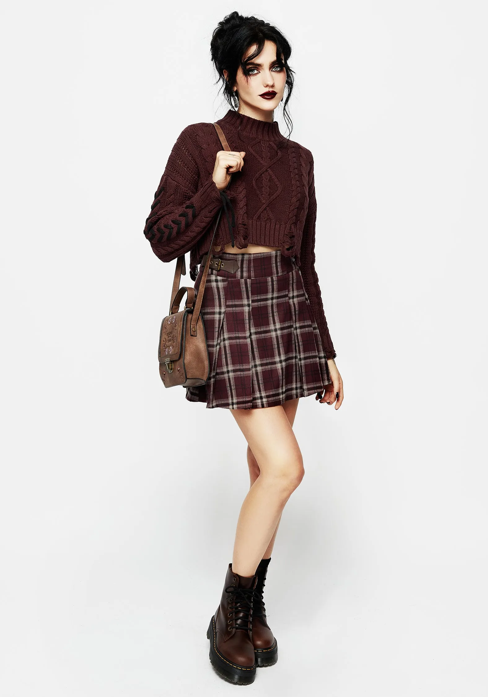 Bramble Check Pleated Mini Skirt