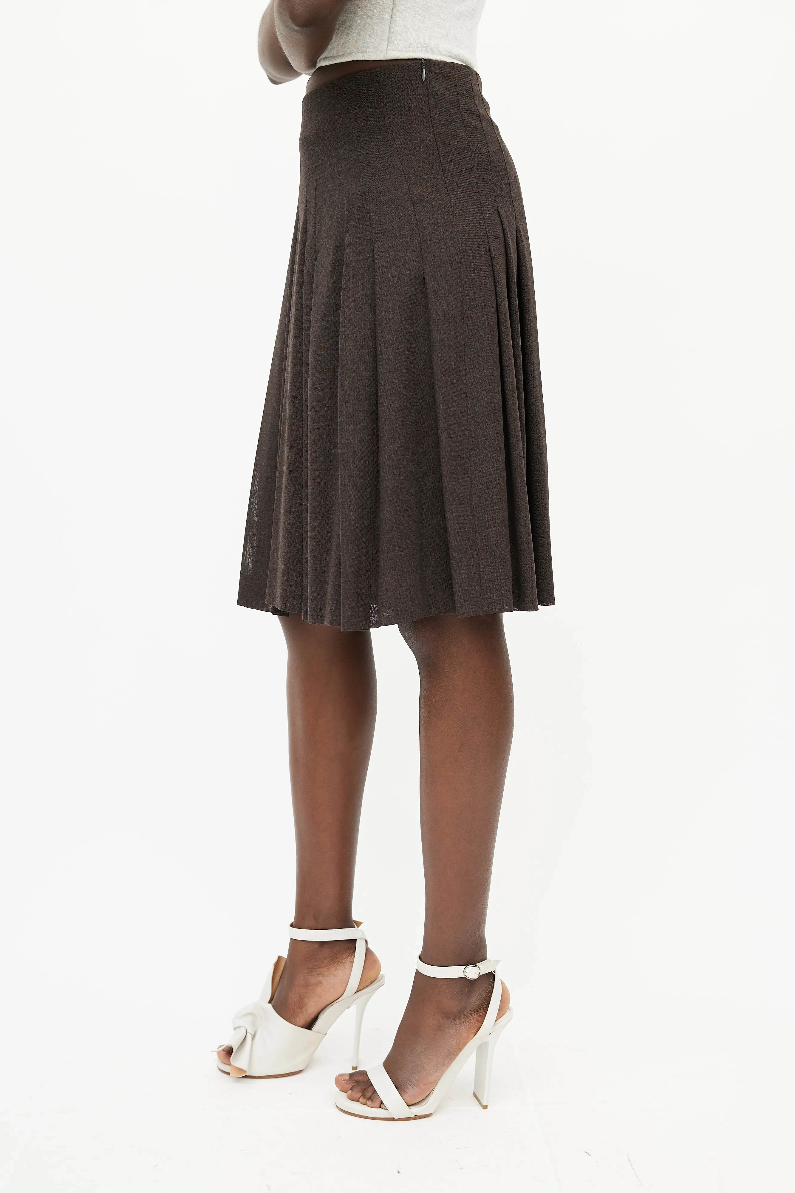 Brown Pleated Skirt