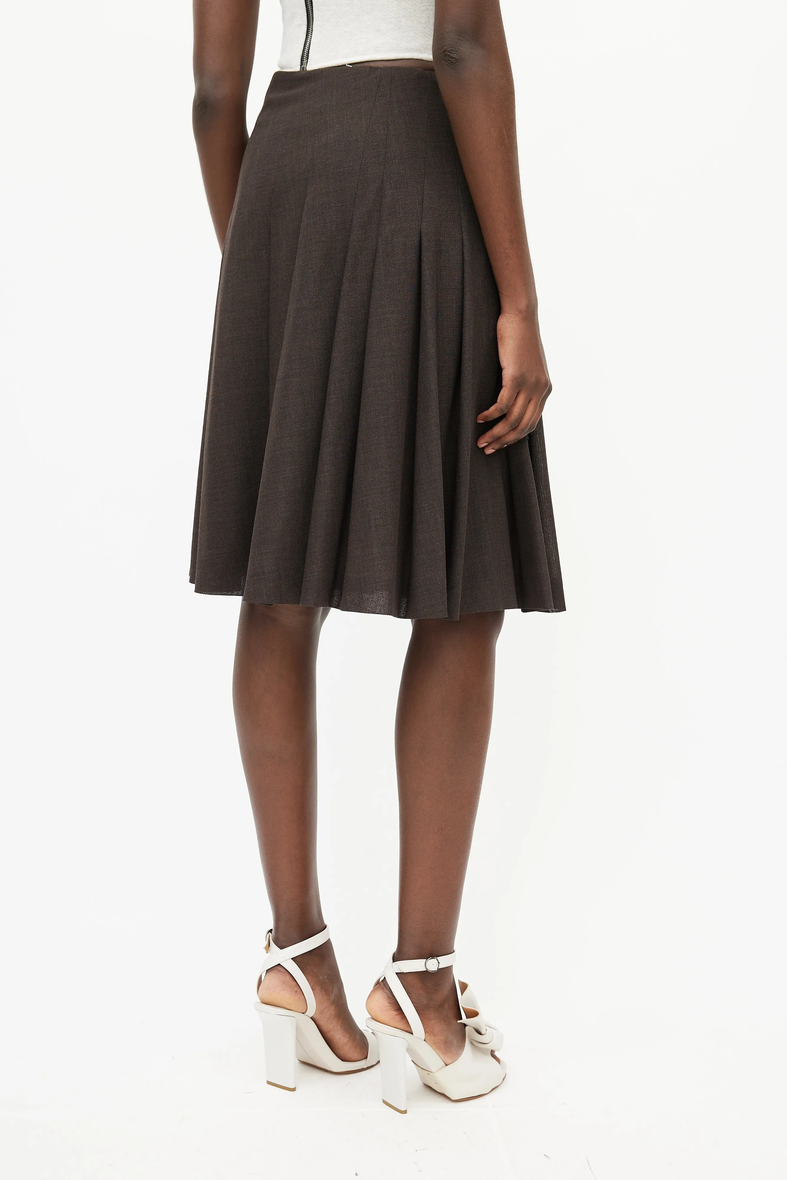 Brown Pleated Skirt