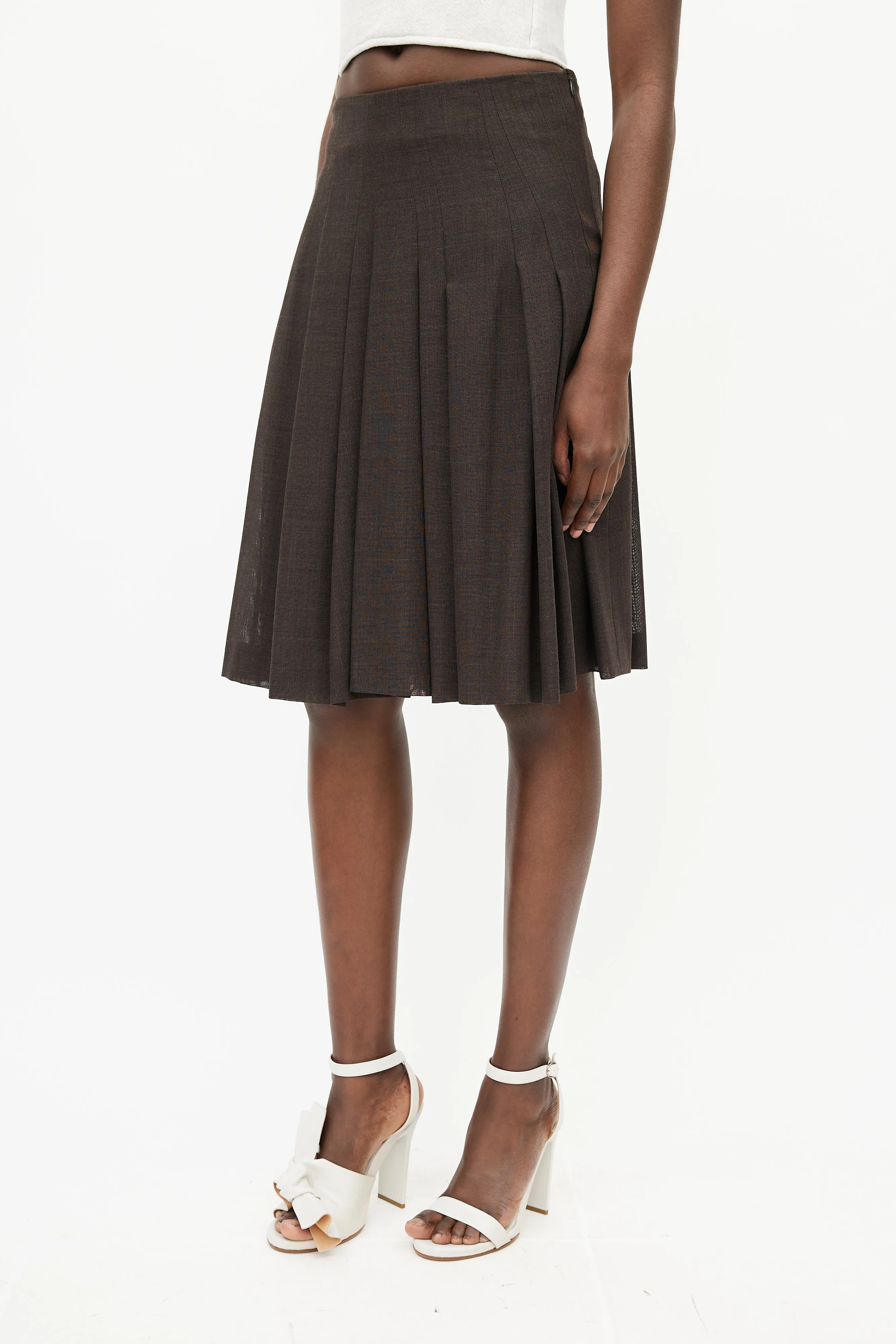 Brown Pleated Skirt