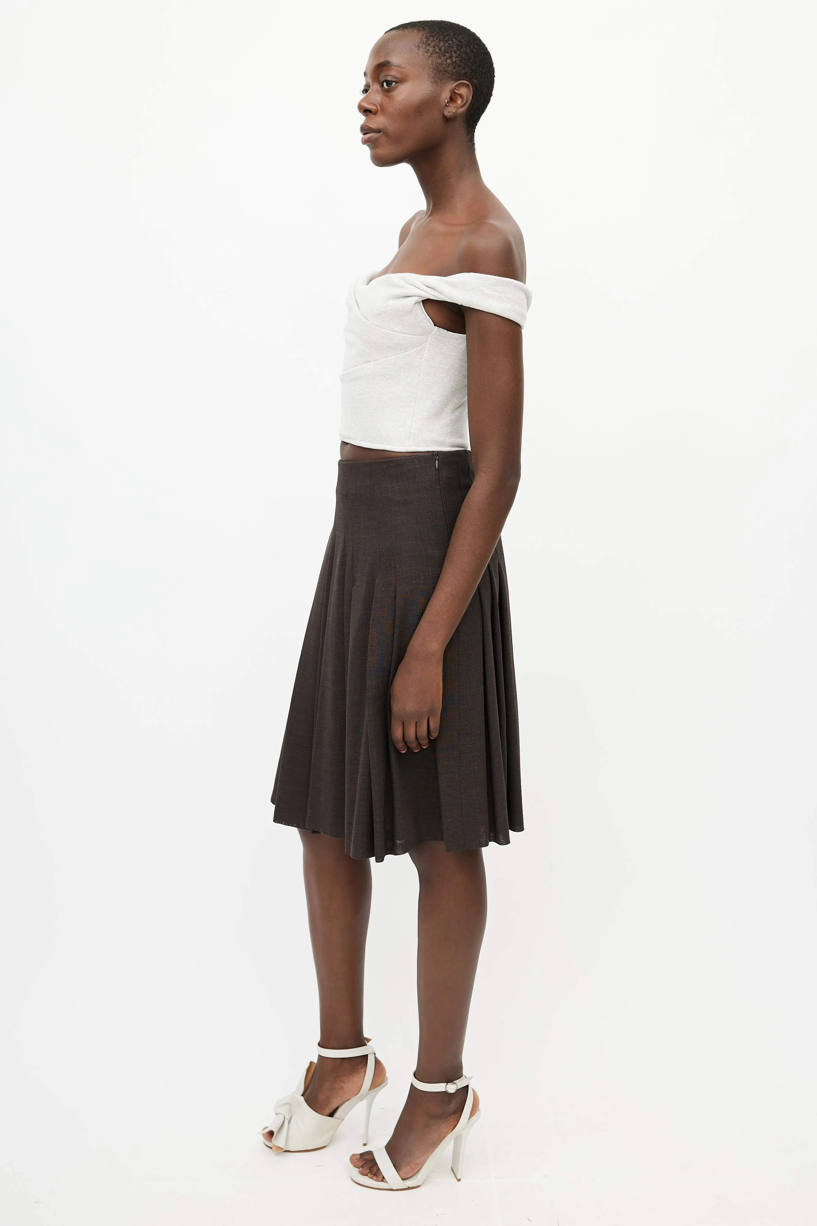 Brown Pleated Skirt